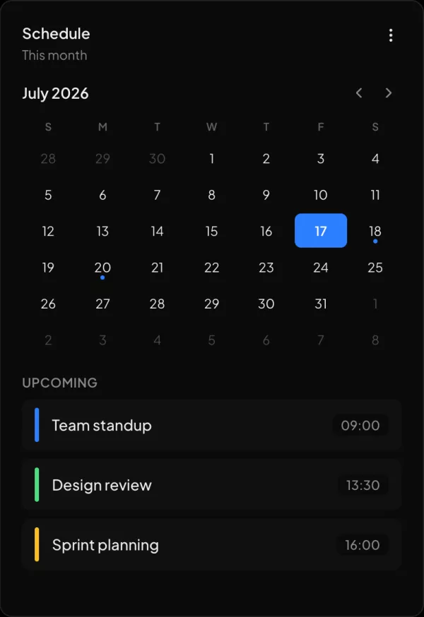 Schedule calendar widget