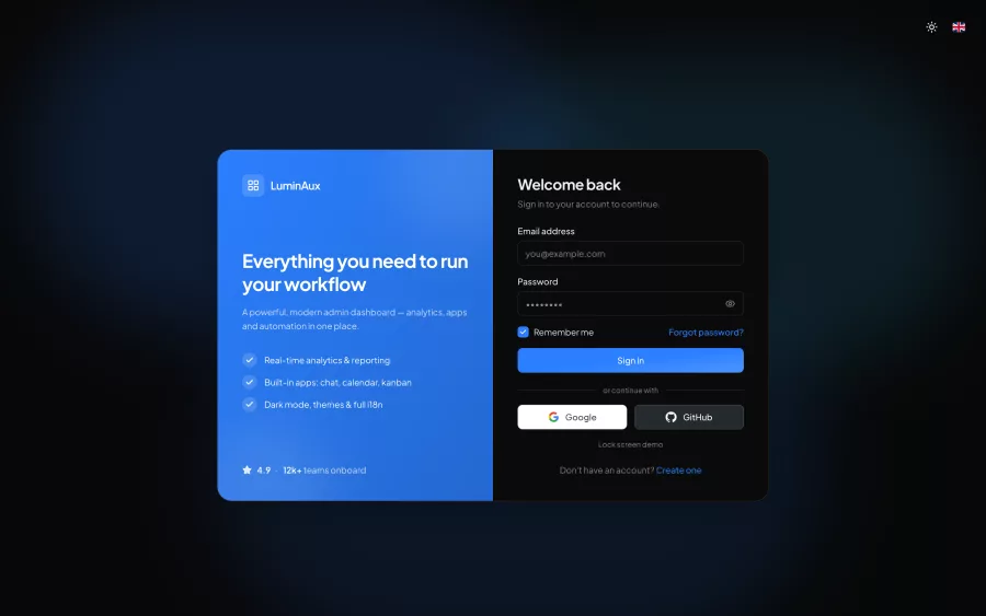 Login — hero layout