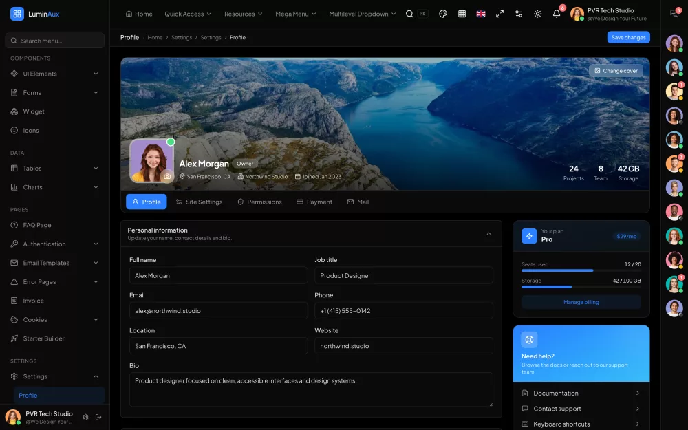 Profile settings