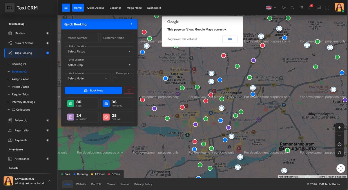 Dispatch trips on a live, interactive map