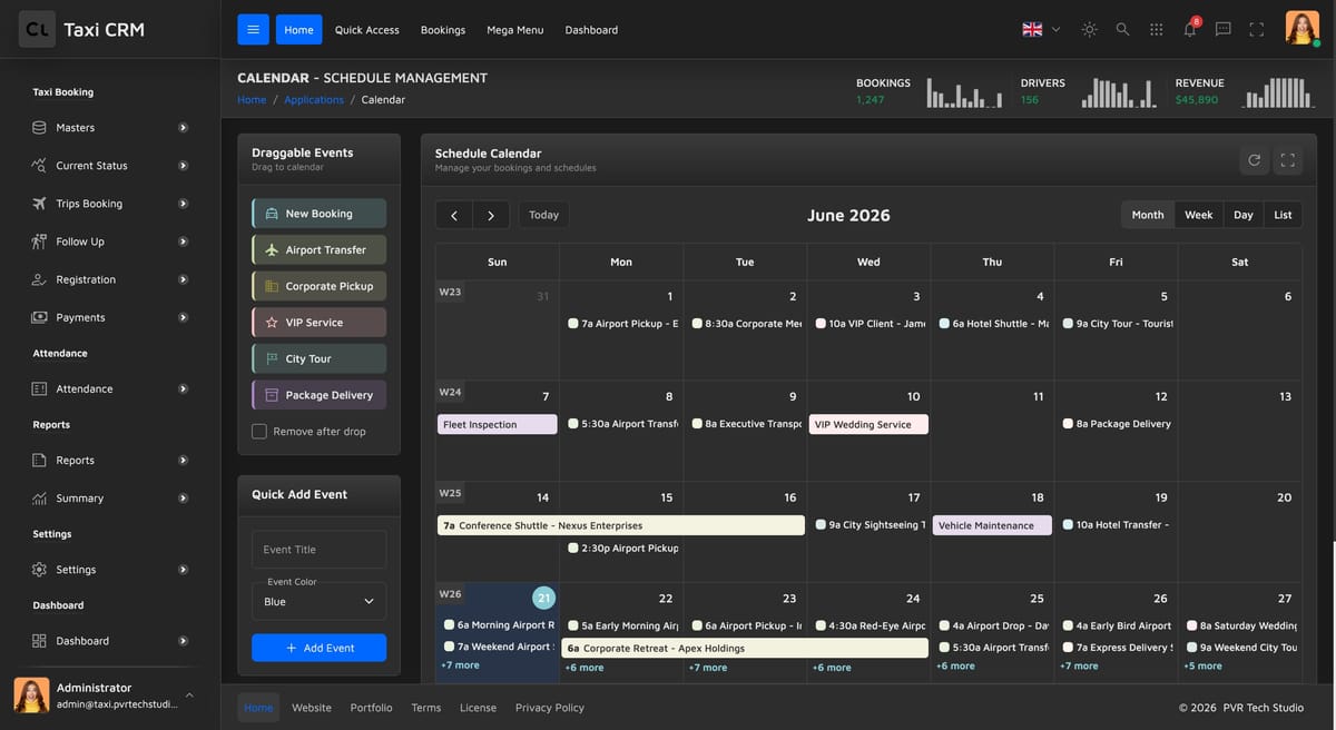 Schedule events with a full calendar